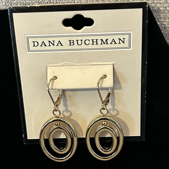 NWT Dana Buchman gold dangle oval  earrings - Picture 1 of 5